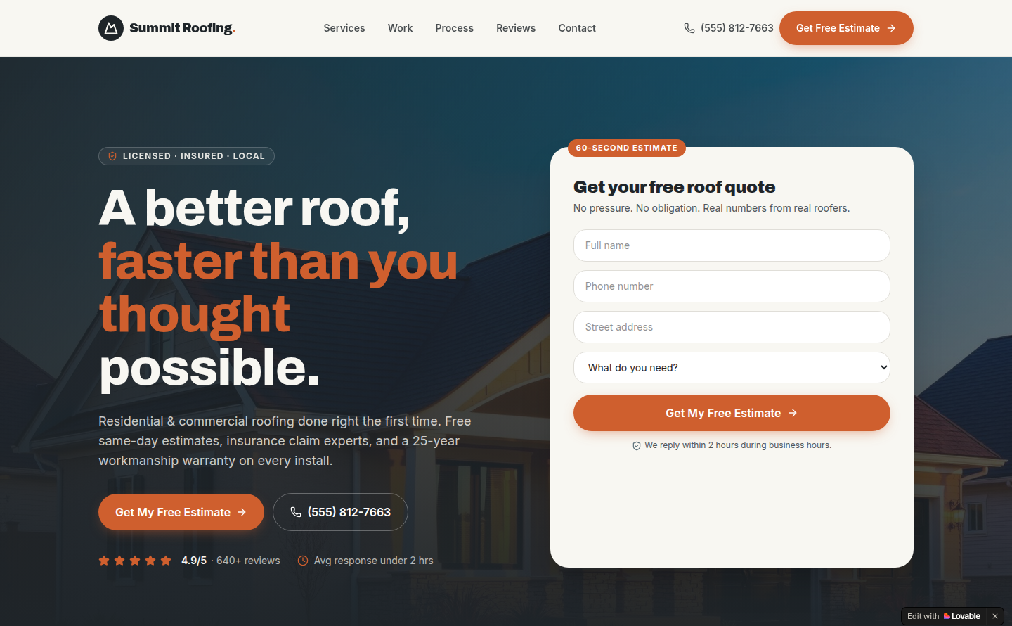 Summit Roofing Co. concept design by Nexomo Studio